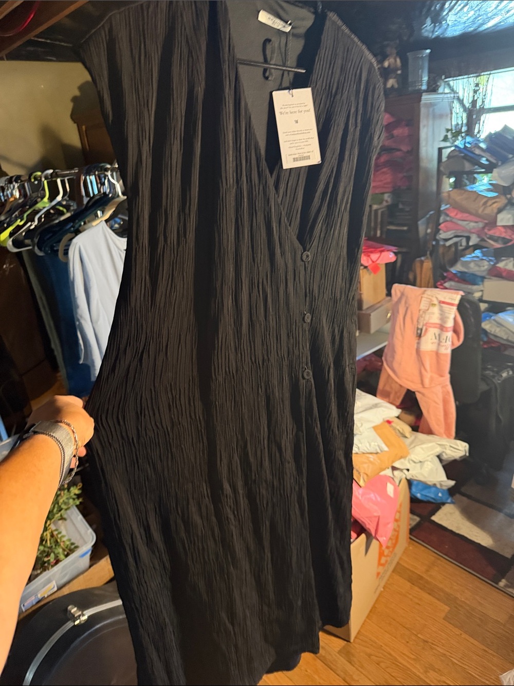 MM Lafleur Black Maxi Dress with Subtle Texture